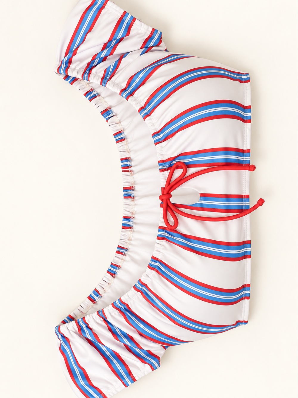 No Boundaries White Red & Blue Striped Bandeau Swim Top
